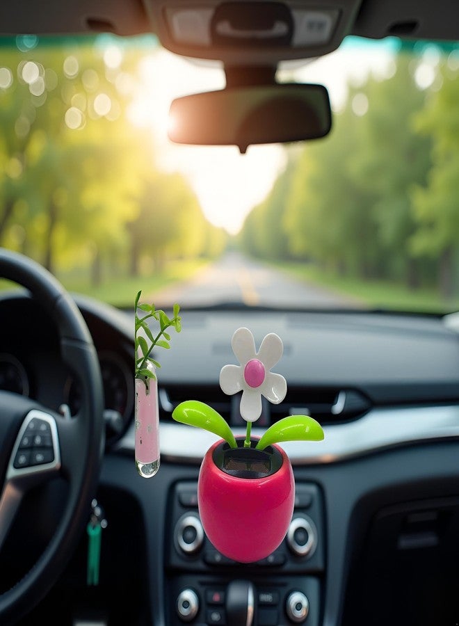 Sluswallow Rose Red Solar Dancing Flower Car Dashboard Decorations - Funny Solar Powered Dancing Flower Pot Flower Swinging Toy for Car Decor Funny Gifts, Solar Power Kits - Image 4